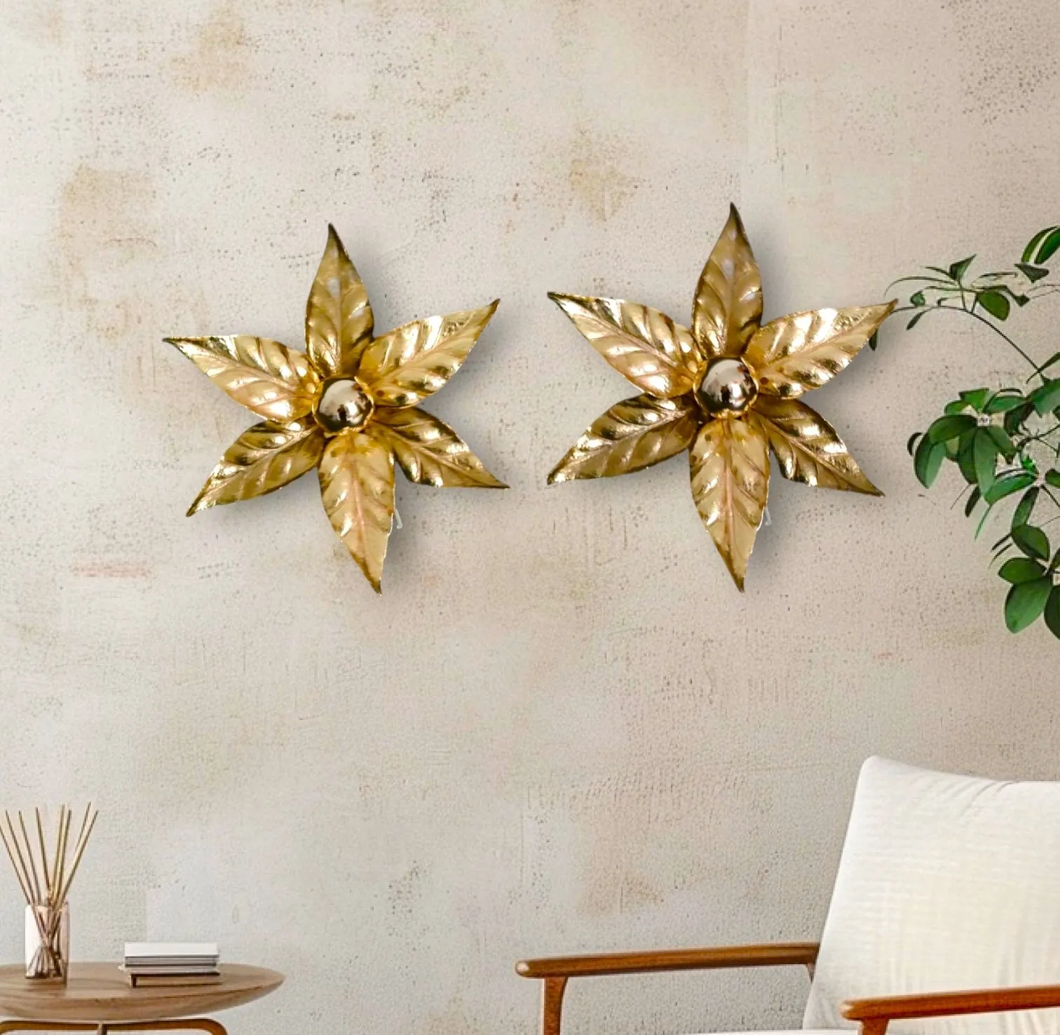 Kinkiety mosiężne, Willy Daro, Belgia, lata 70, vintage